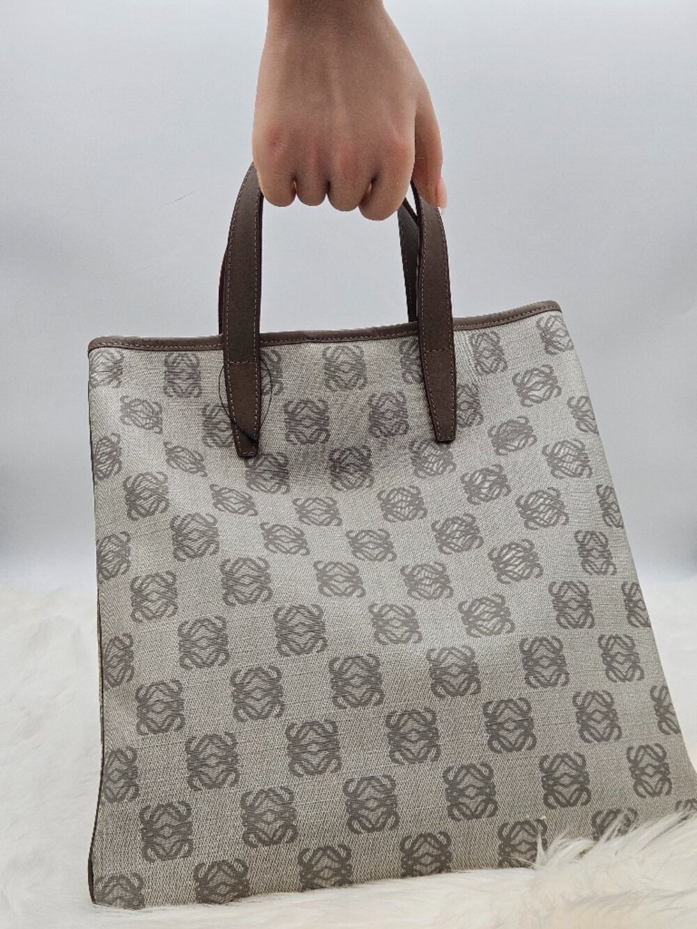 Loewe Anagram Hand Bag in gray PVC leather